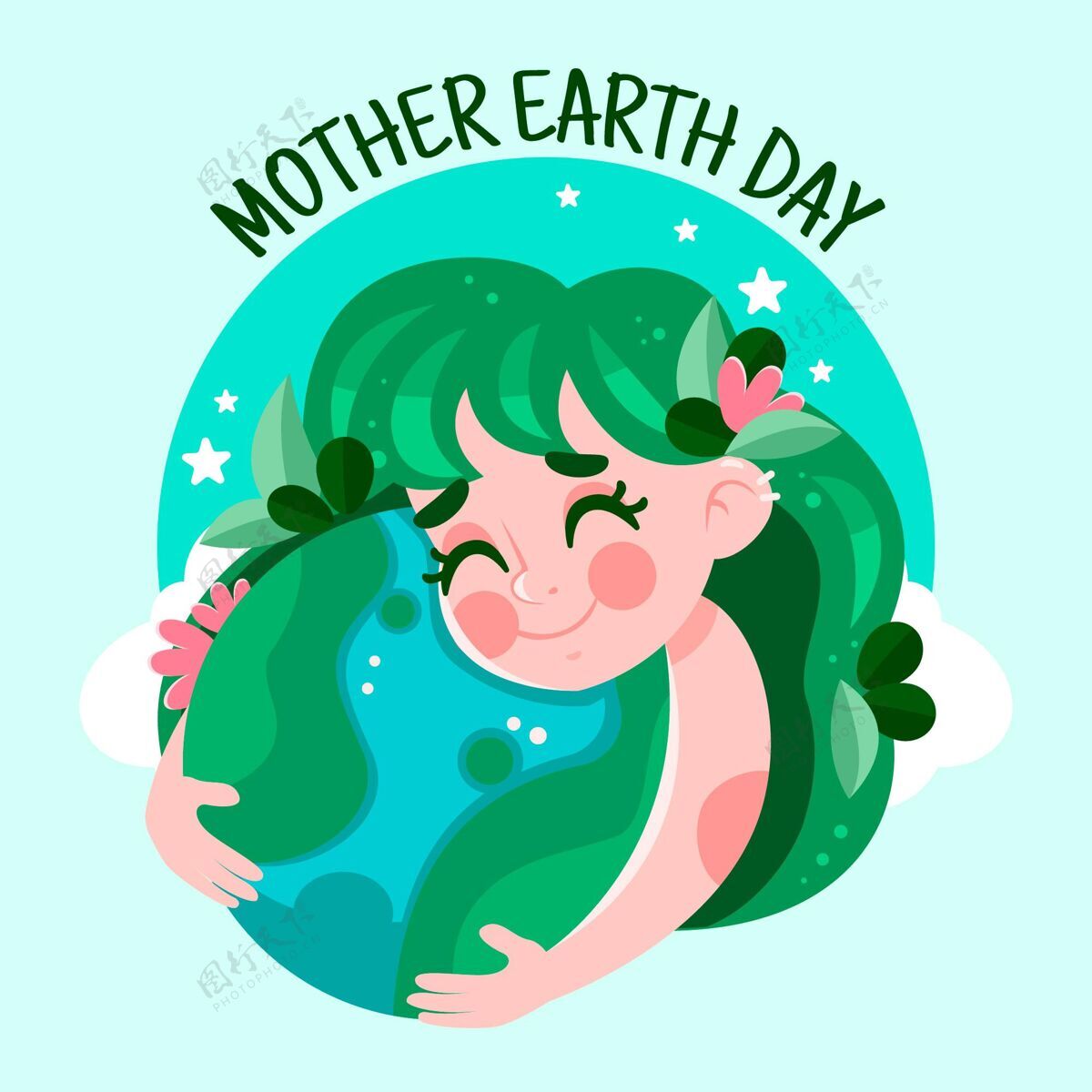 生态系统卡通地球母亲节插画动物事件插图