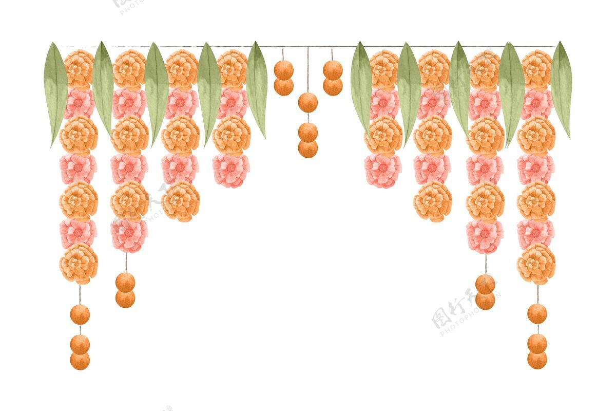古迪帕德瓦水彩乌加迪花环插图印度节日节日