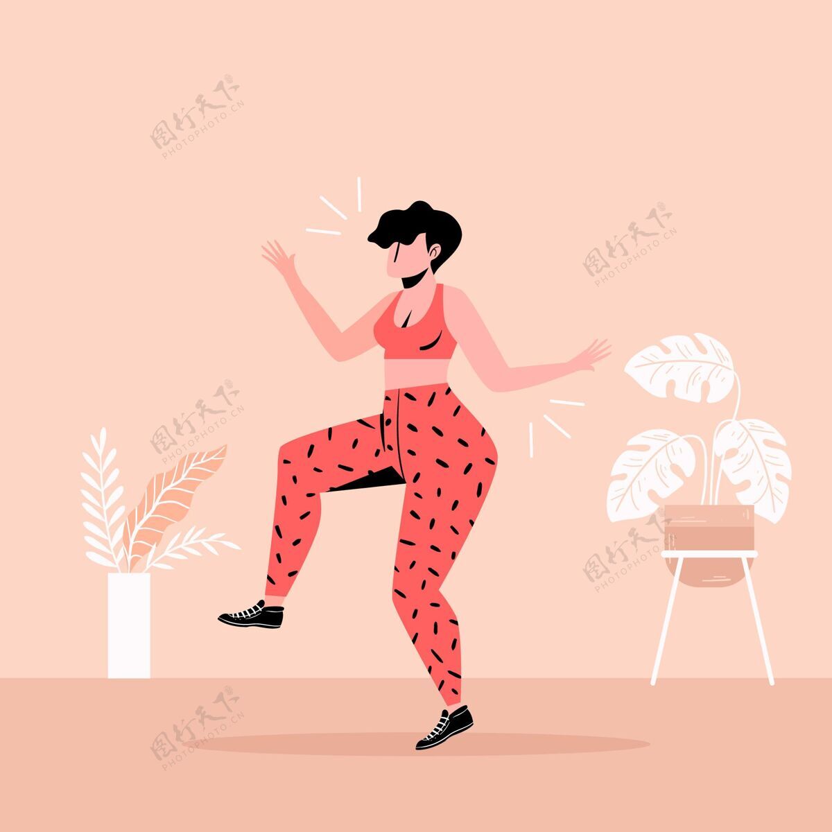 运动图文并茂的扁平舞健身在家锻炼女人训练