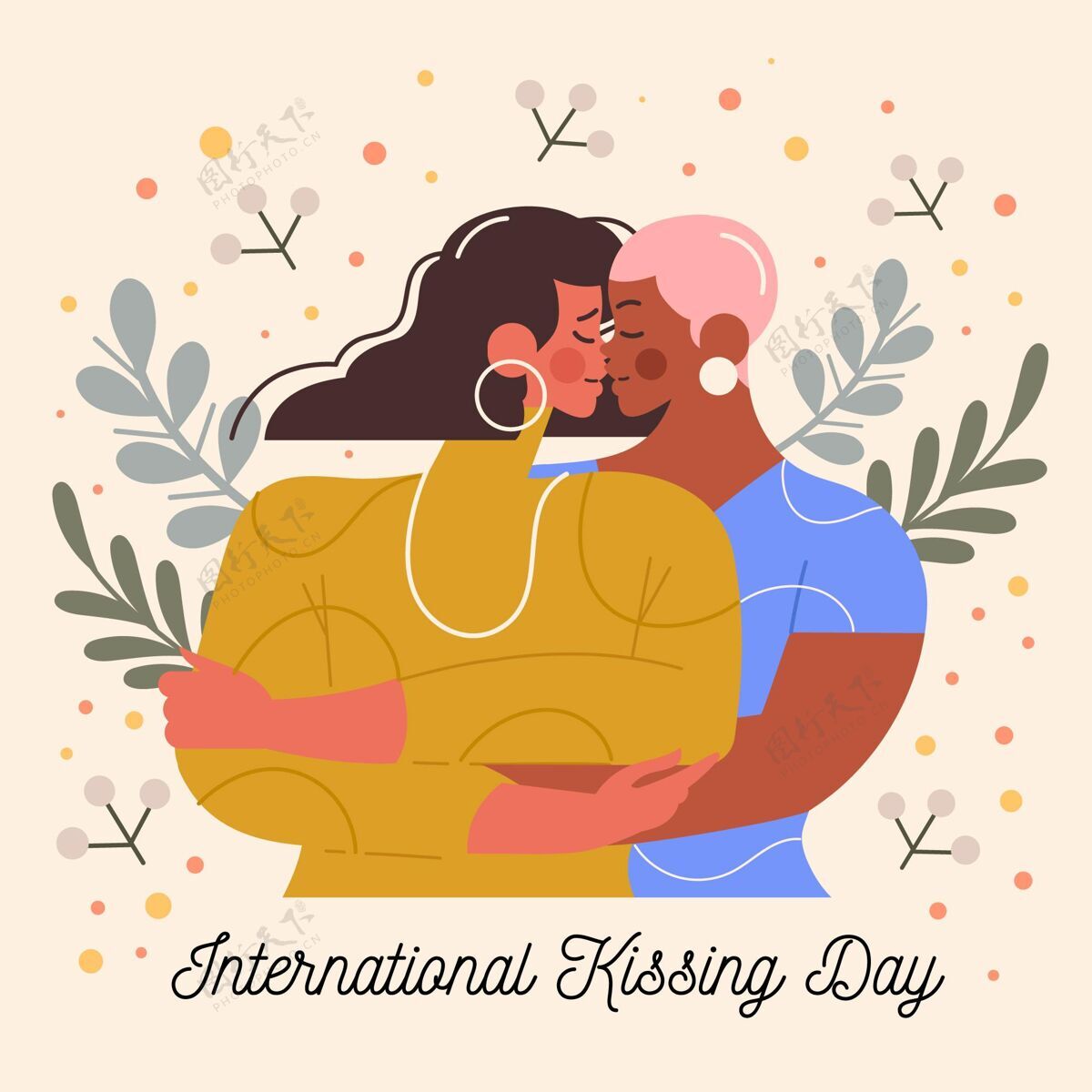 插图国际接吻日插画亲吻日庆祝国际