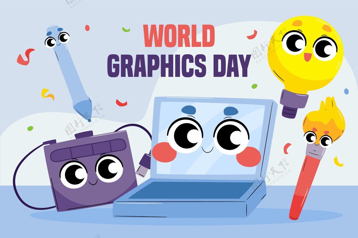创意手绘世界图形日插画平面设计传播设计全球
