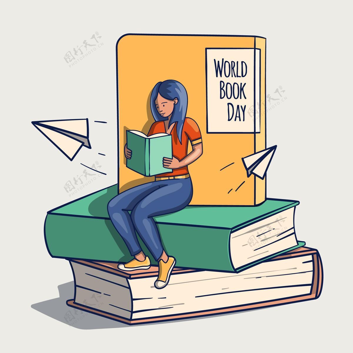 世界图书日手绘世界图书日插图世界图书和版权日4月23日手绘