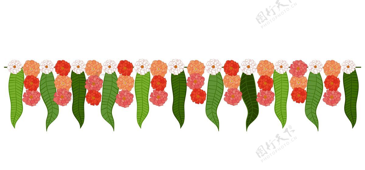 花环手绘乌加迪花环插图印度花卉开花