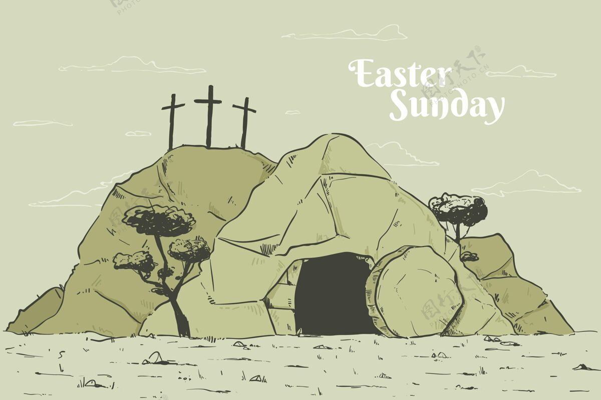 上帝手绘复活节周日插图复活纪念帕夏