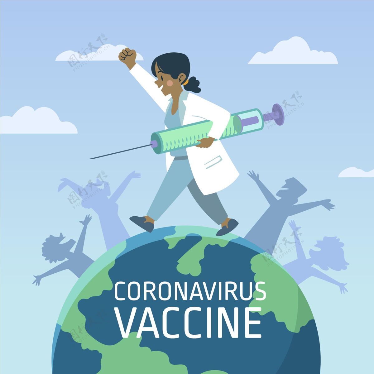 平板平板手绘冠状病毒疫苗背景冠状病毒大流行流行病