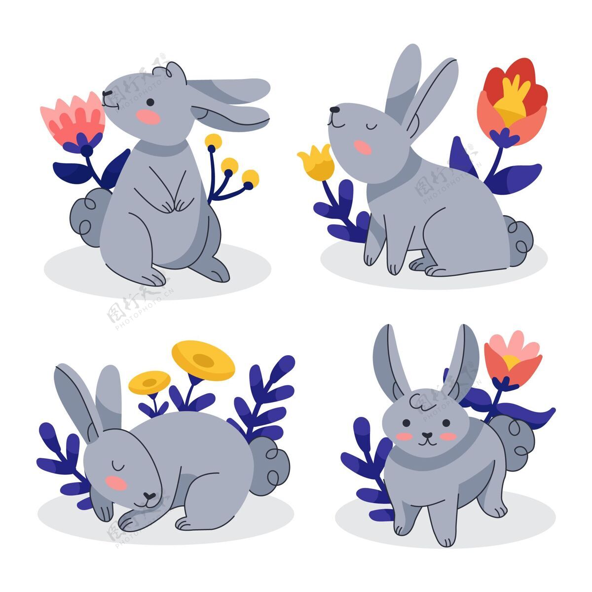 兔子手绘复活节兔子系列复活节可爱包