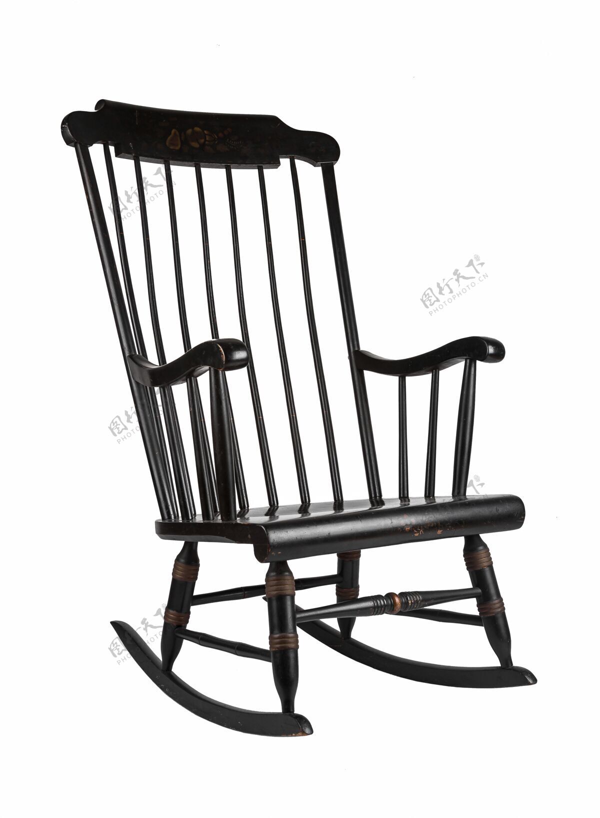 摇椅木摇椅上孤立的白色经典的椅子室内