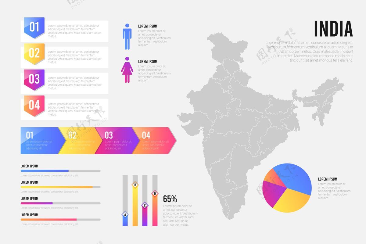 模板印度地图信息图国家目的地印度