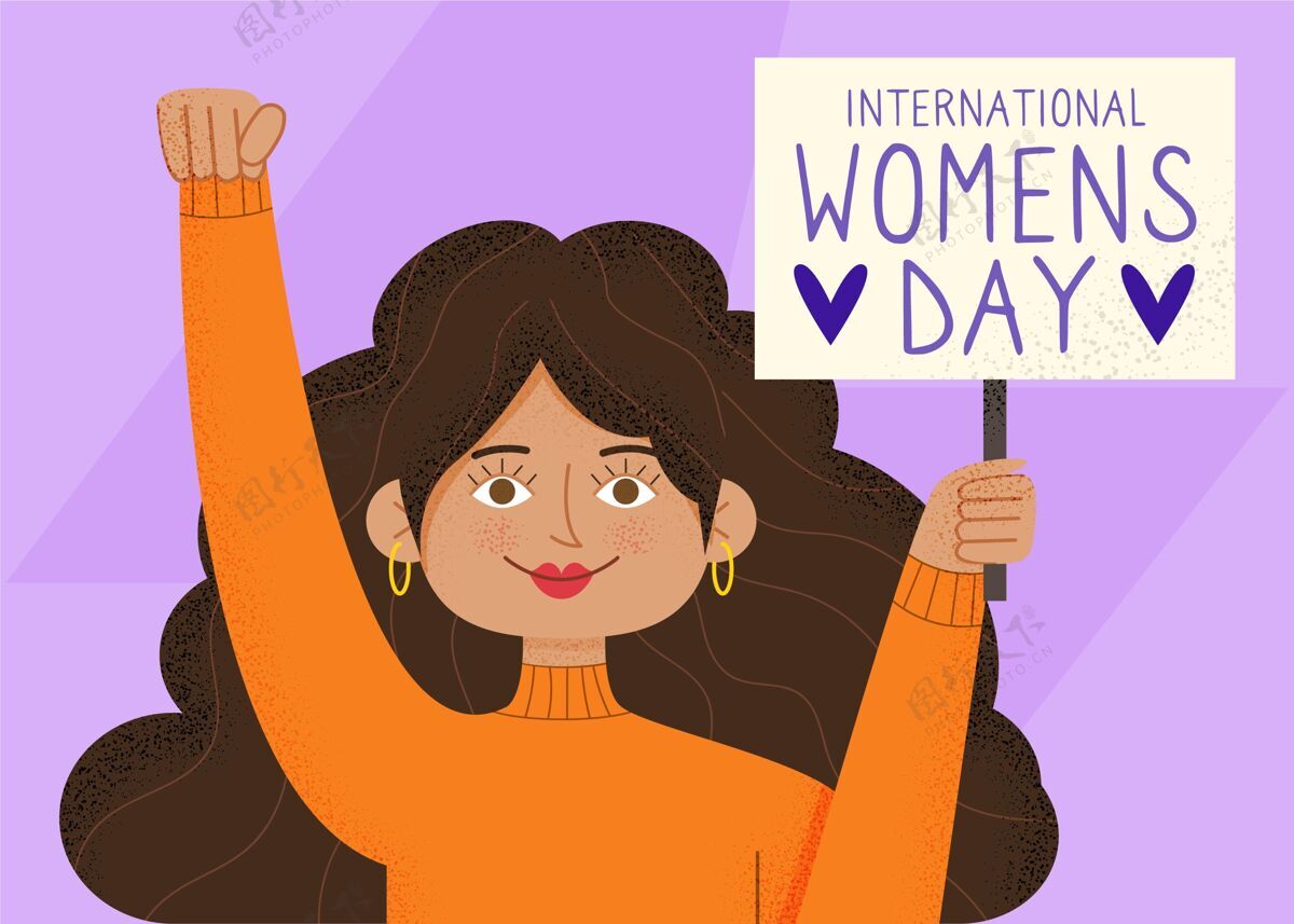 女性国际妇女节手绘插图庆祝国际世界各地