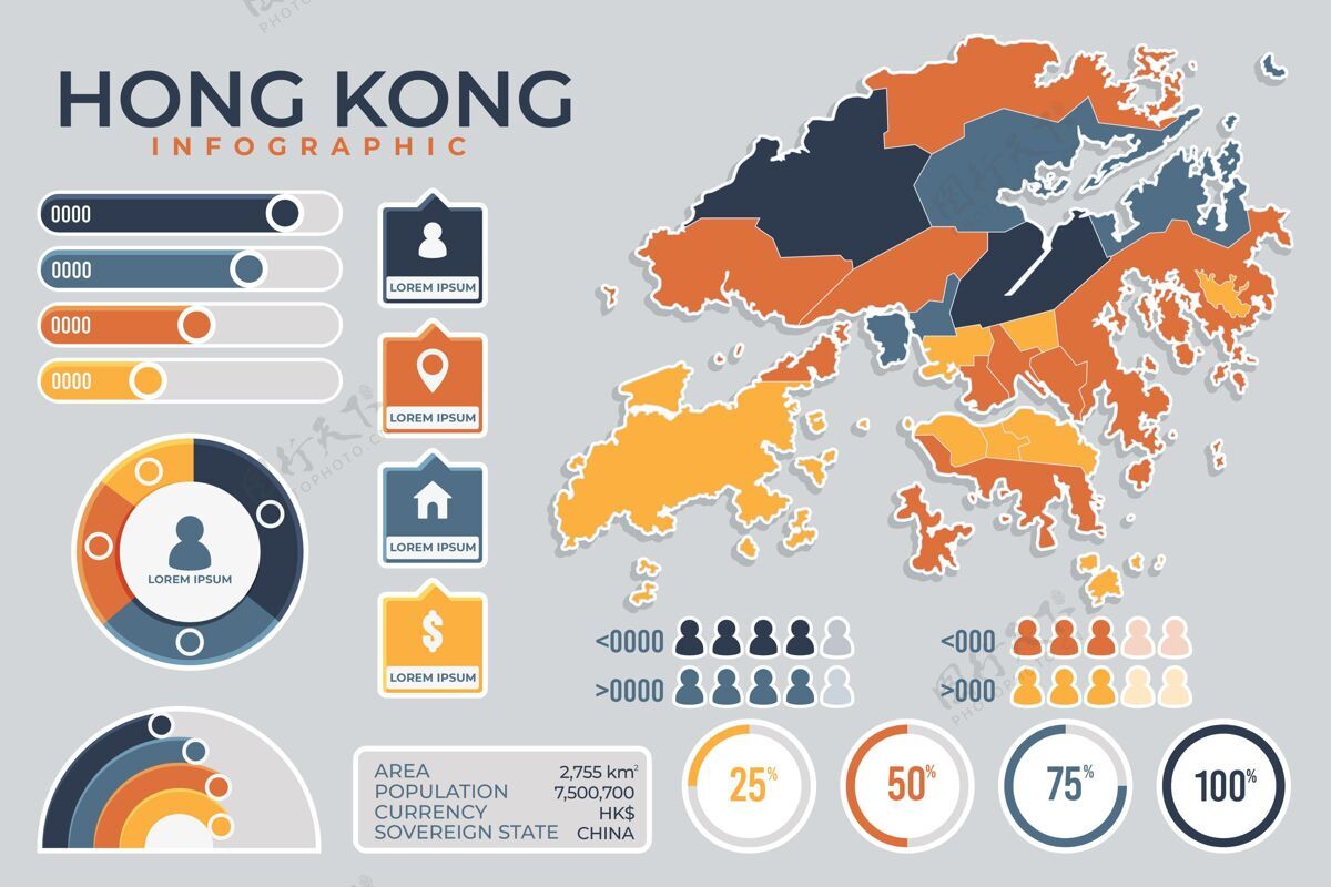 世界平面图香港地图信息图形地形平面设计国家