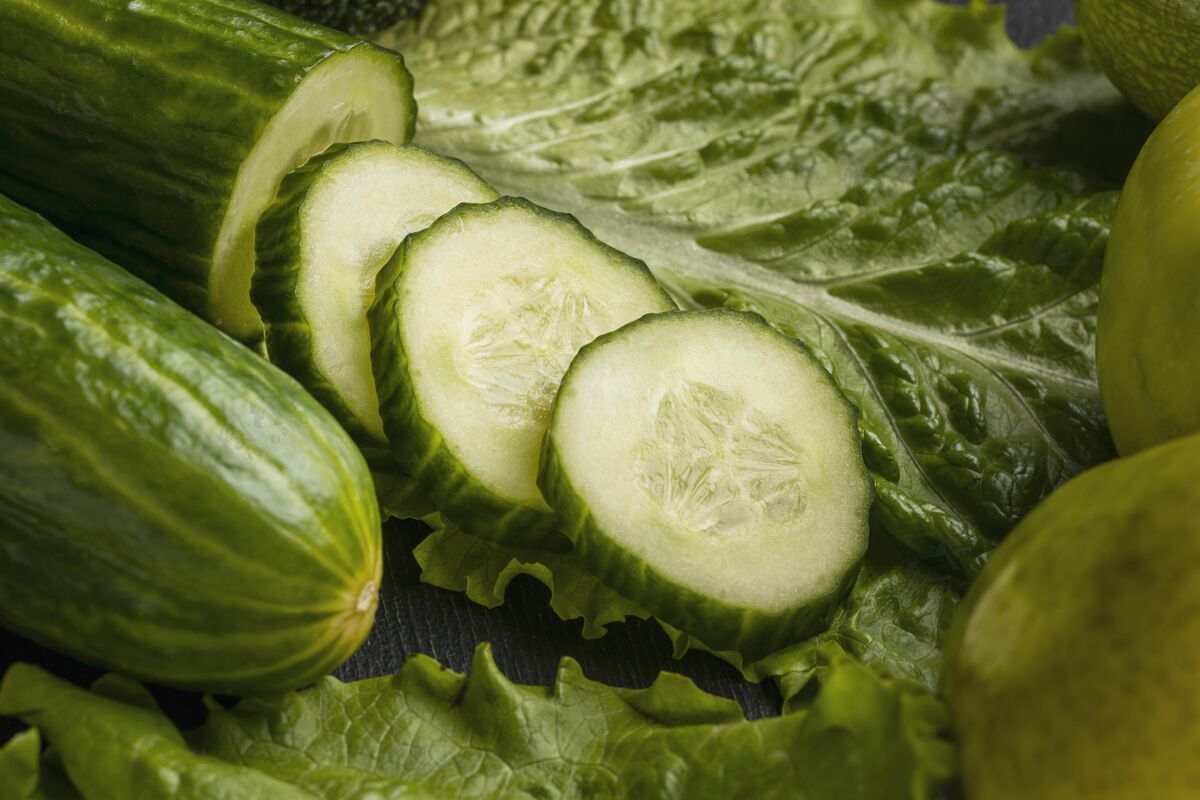 农产品芹菜黄瓜片特写镜头营养美食有益