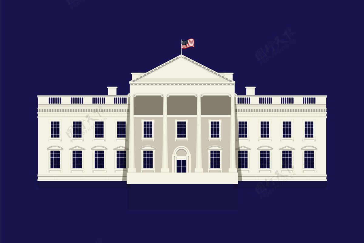 住宅白宫插画结构白宫总统