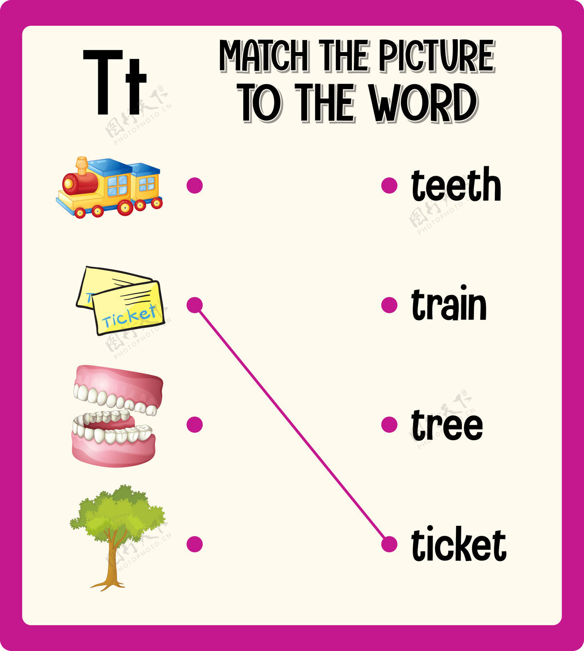 学校将图片与儿童单词工作表匹配比赛幼儿园游戏