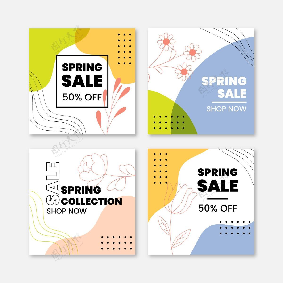 购买春季销售instagram帖子平面设计花卉春天