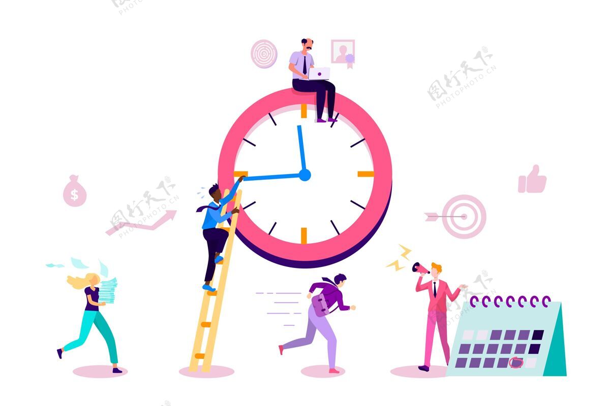 生产力时间管理概念平面设计经理计划时间表