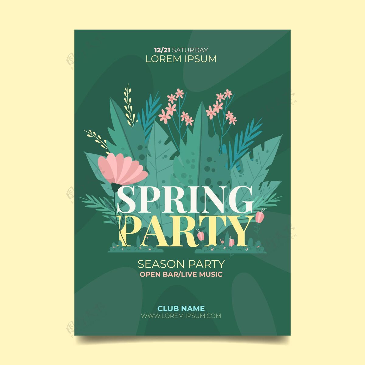 春天的时间春季派对海报庆祝平面设计传单