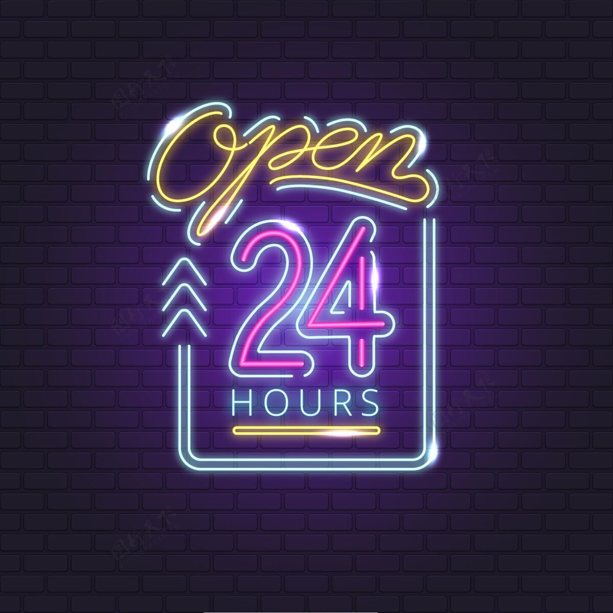 标记霓虹灯24小时开放标志发光标志24小时开放