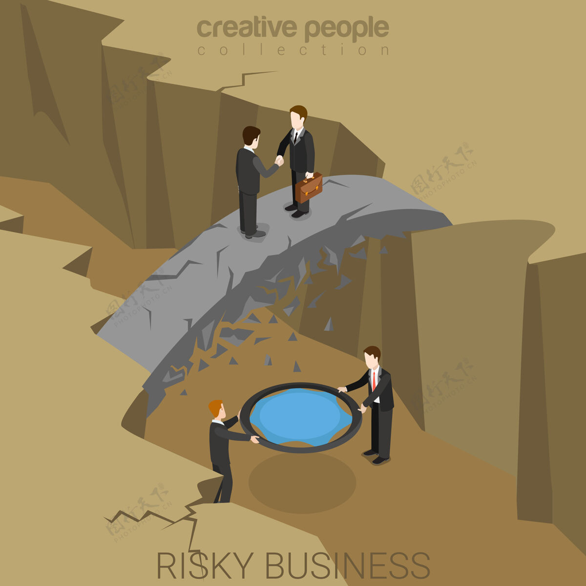 打破风险业务平面等距风险保险概念伙伴关系业务员业务
