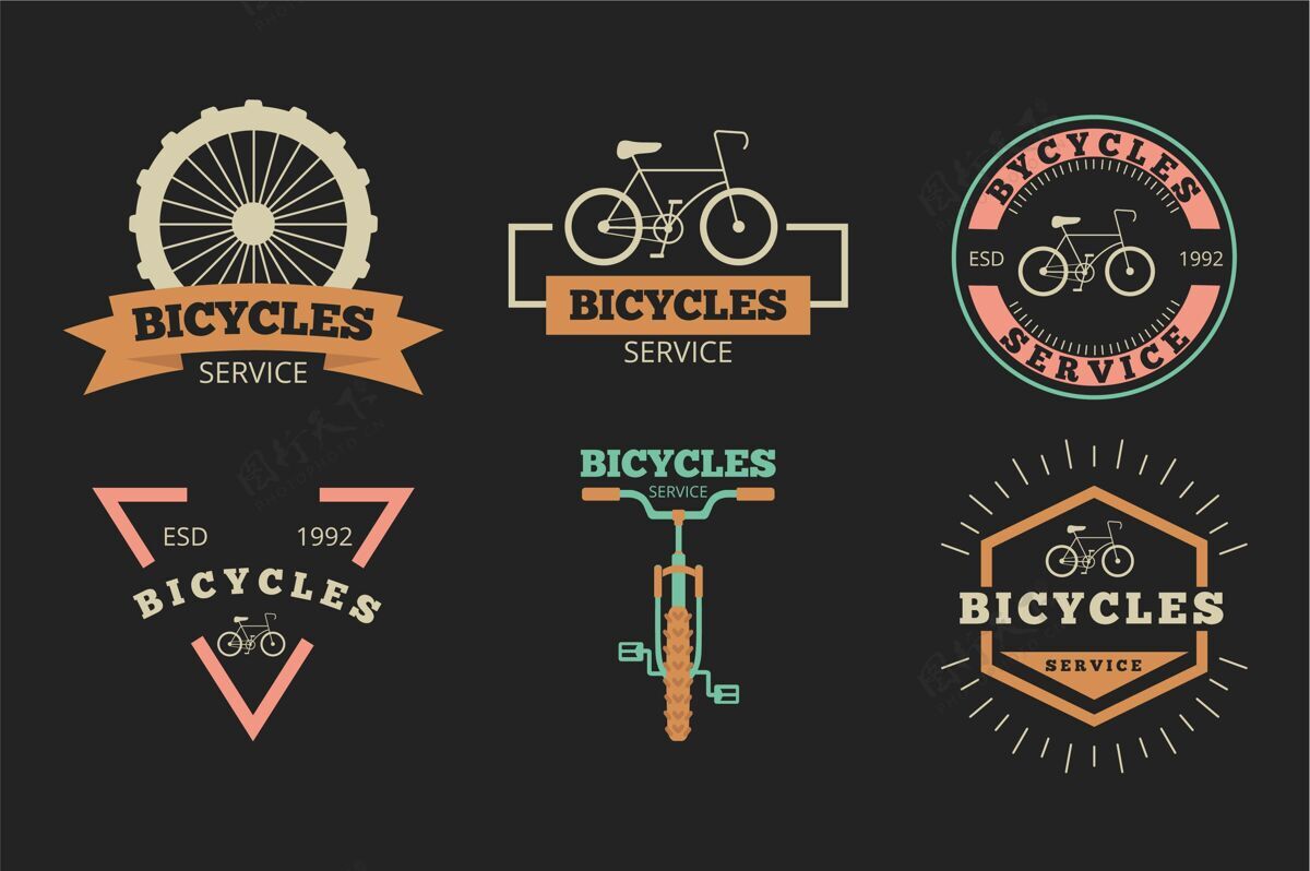 包装平板自行车标志系列平面设计收集标志