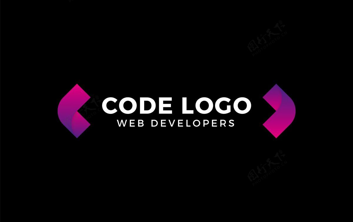 模板梯度代码的网页开发者标志标语渐变代码徽标