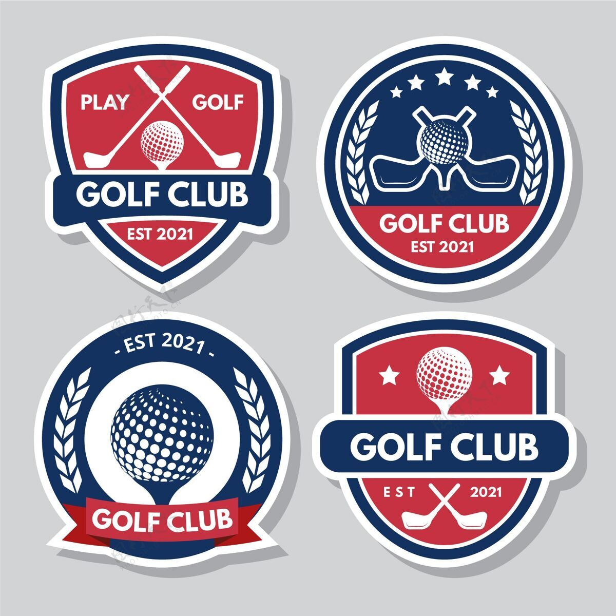 标识模板彩色平面设计高尔夫标志系列标语品牌高尔夫