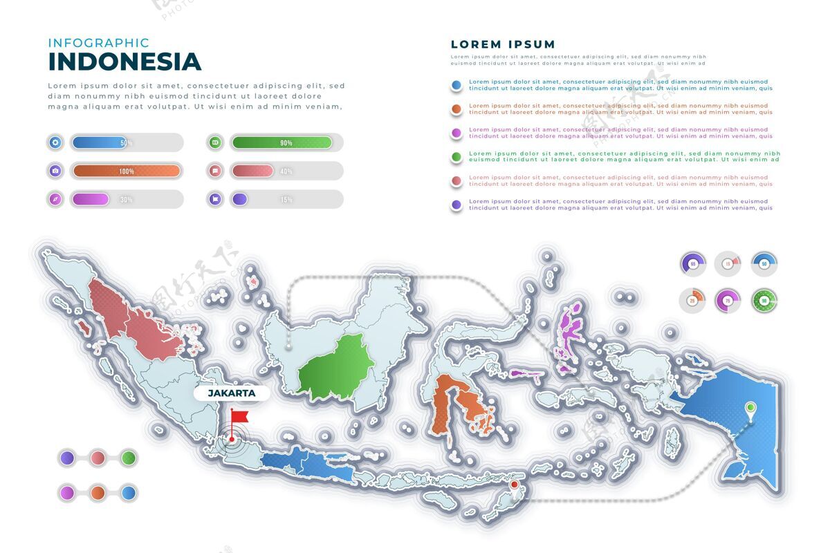 信息渐变印尼地图信息图印度尼西亚模板数据