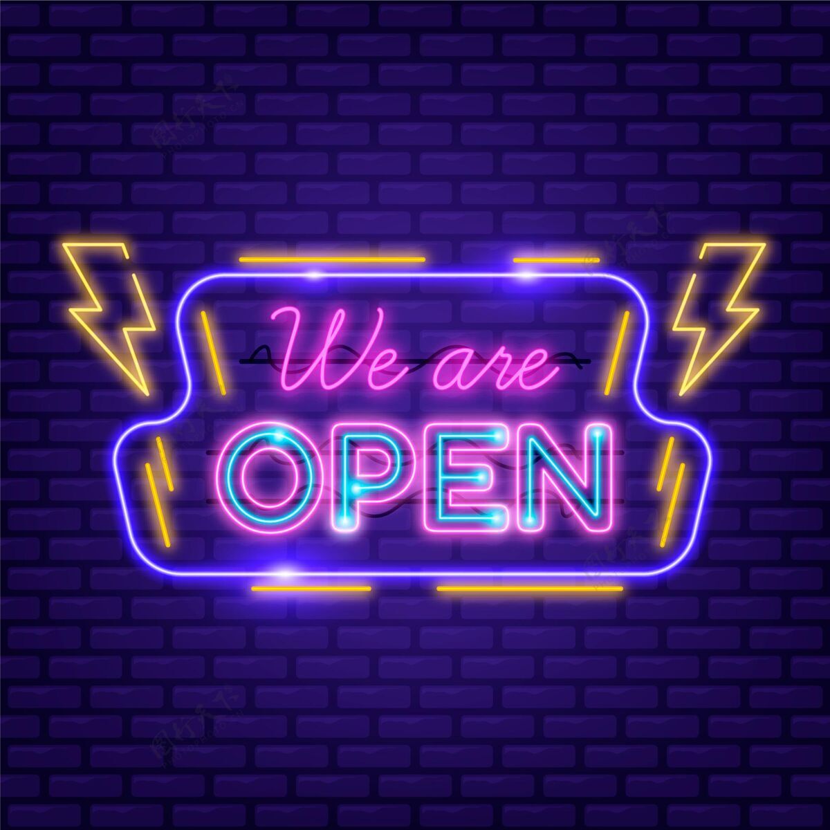 开业“我们开门”霓虹灯标志欢迎重新开业招牌