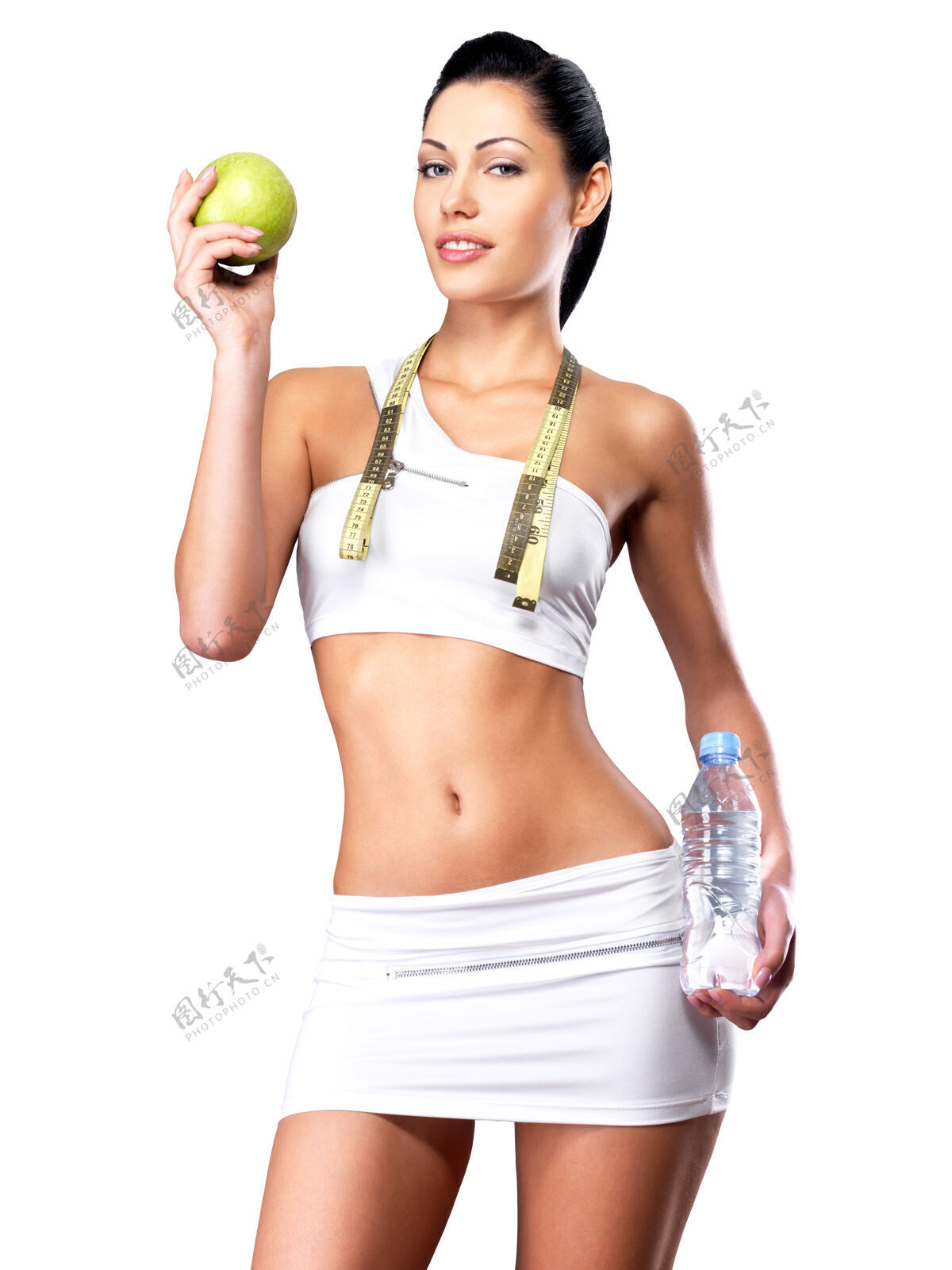保持减肥后身材苗条的女性的健康生活方式身材完美的运动型女性运动员身体女孩