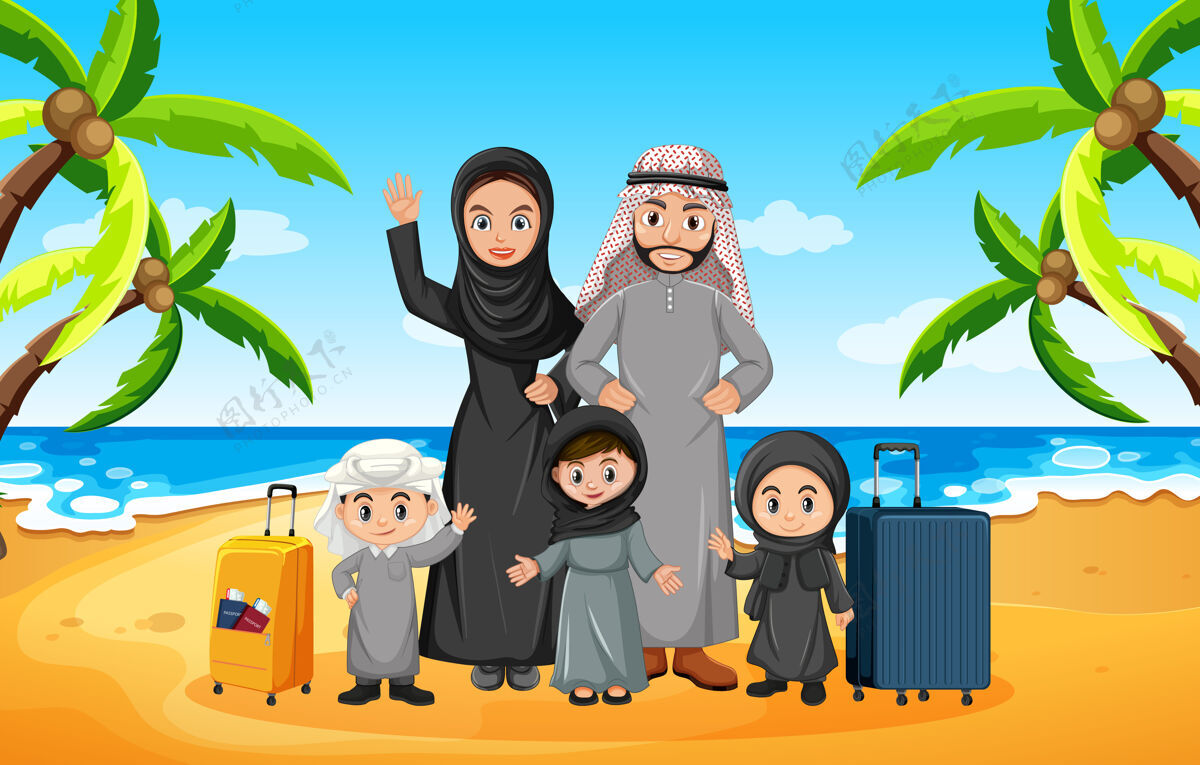树阿拉伯家庭度假阿拉伯孩子女性
