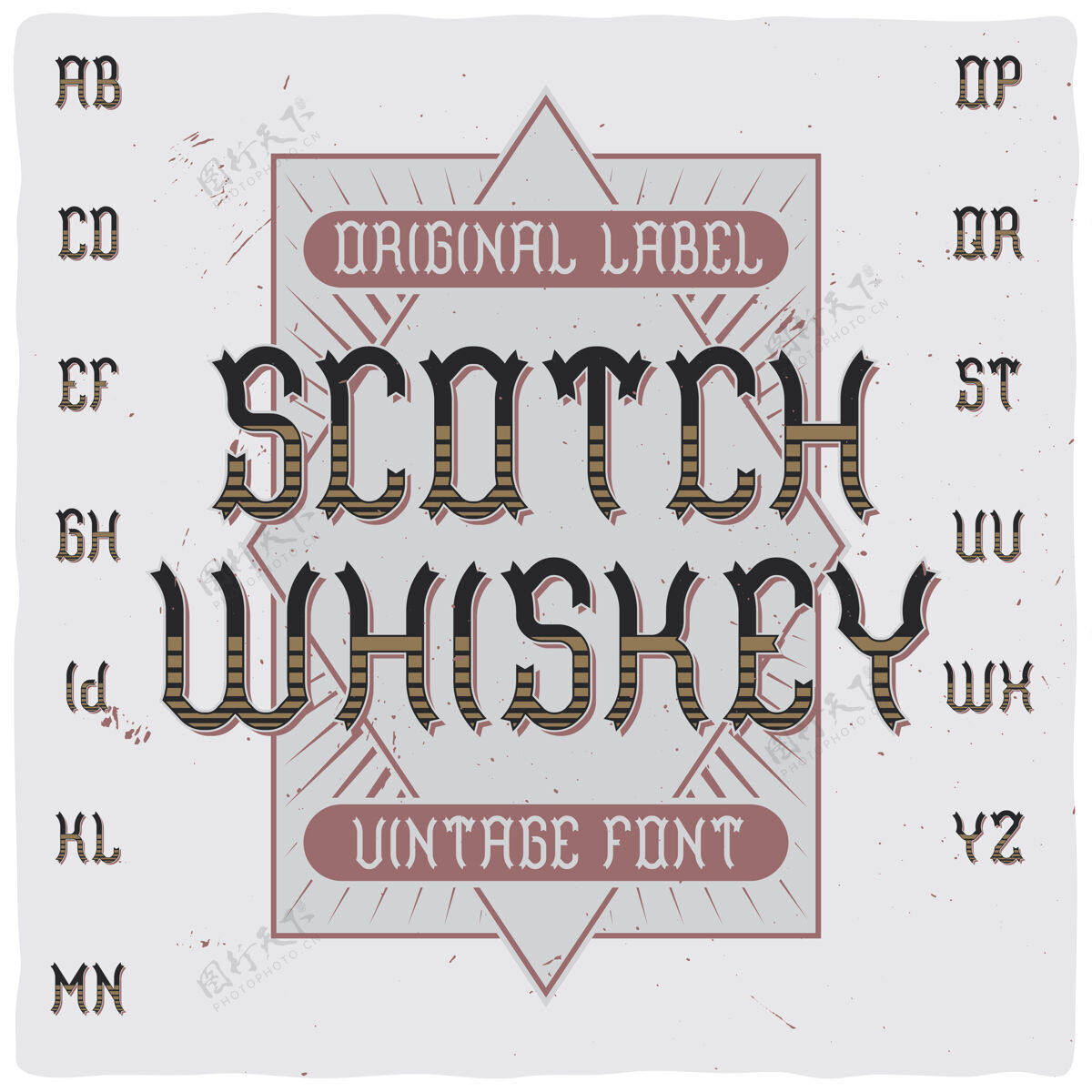 象形图老式标签字体叫做“苏格兰威士忌”书法威士忌字符