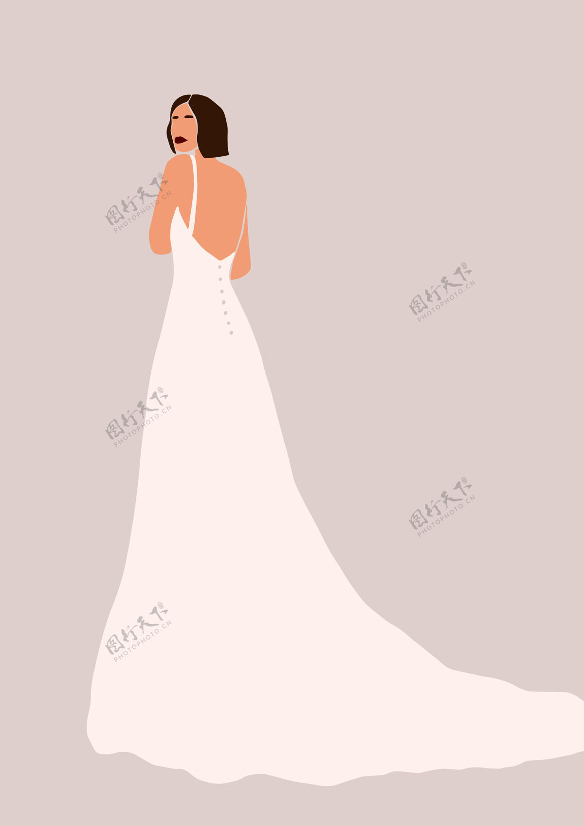 魅力穿婚纱的女人的插图衣服新娘优雅