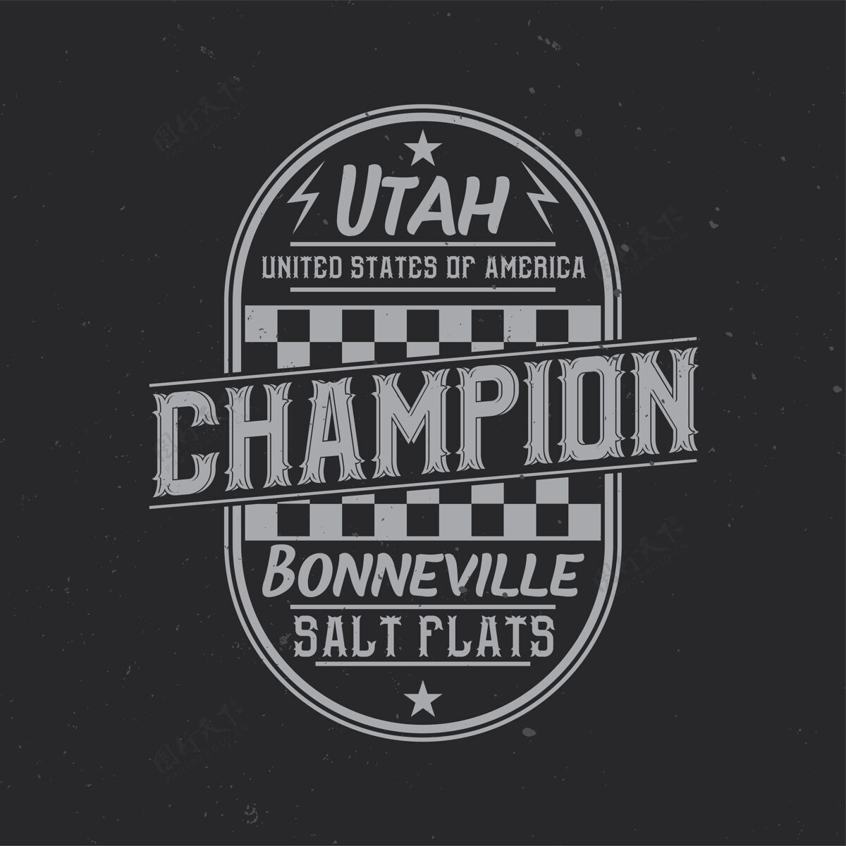 字母复古设计与书法组成犹他州冠军冠军类型比赛