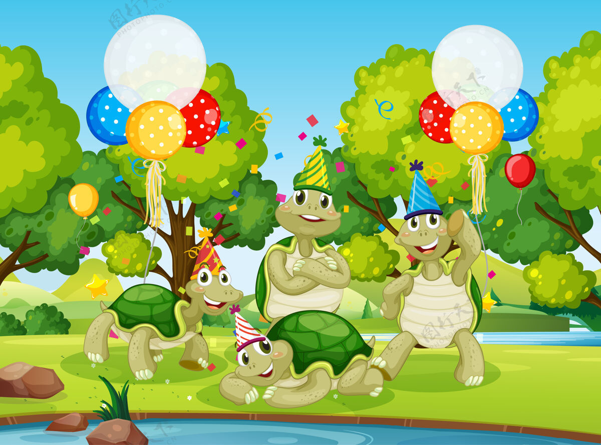 情感龟群在森林里的聚会上生活环境海龟