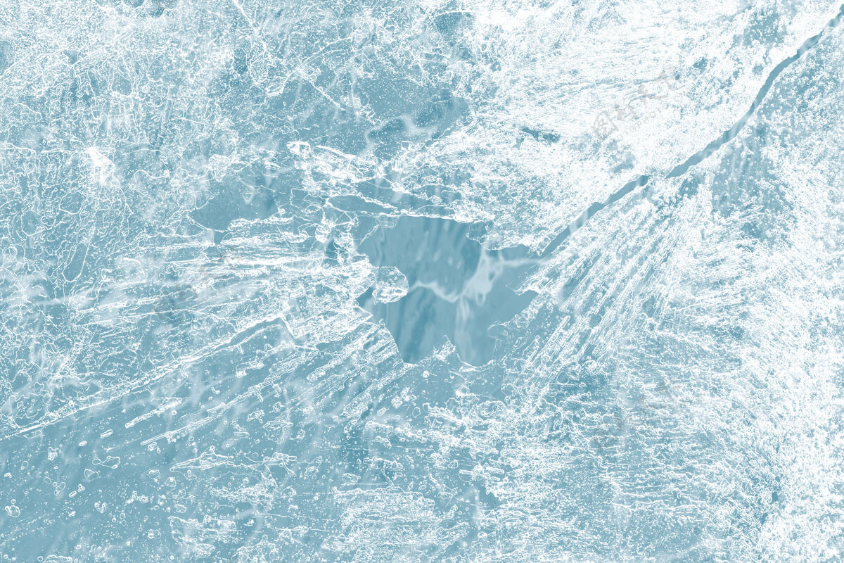 水晶冰表面纹理宏观拍摄的蓝色壁纸效果冷冻抽象