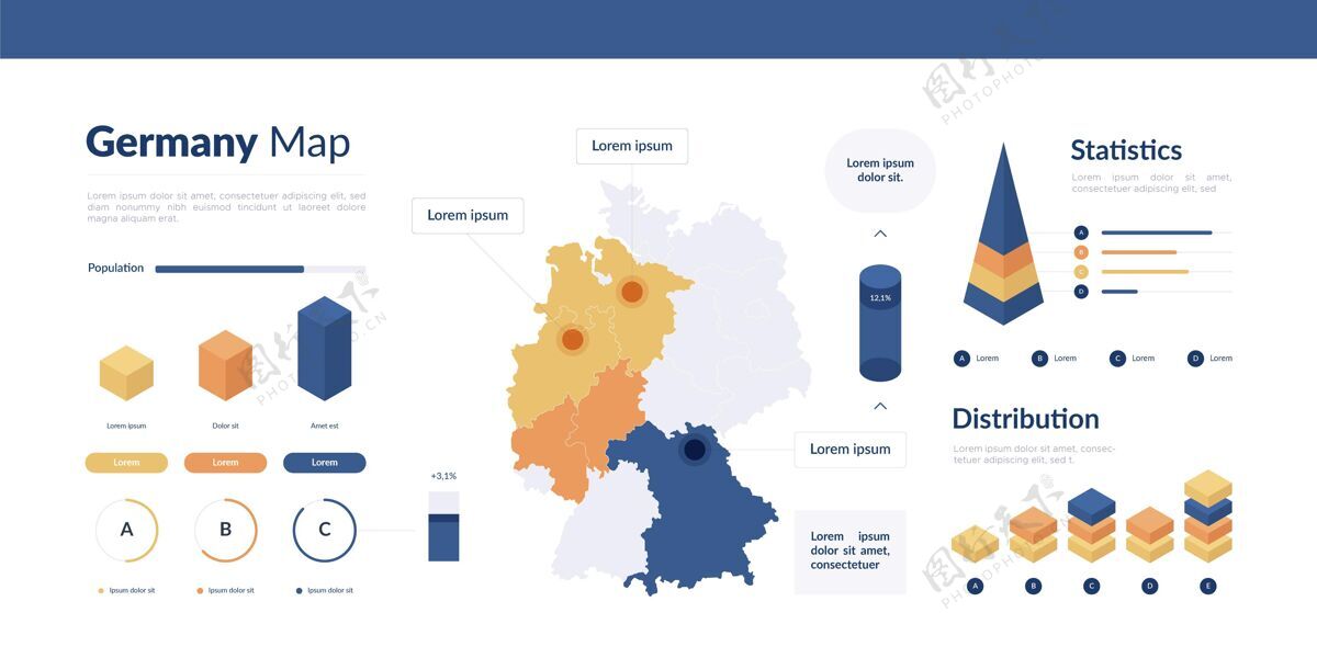 等轴测等轴测德国地图信息图地图德国信息